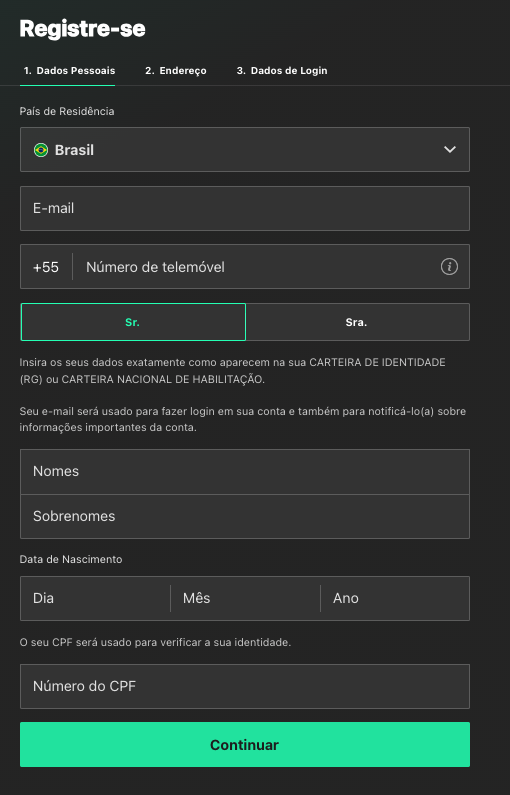 Abertura de conta na Bet365, uma das casas de apostas que pagam rápido