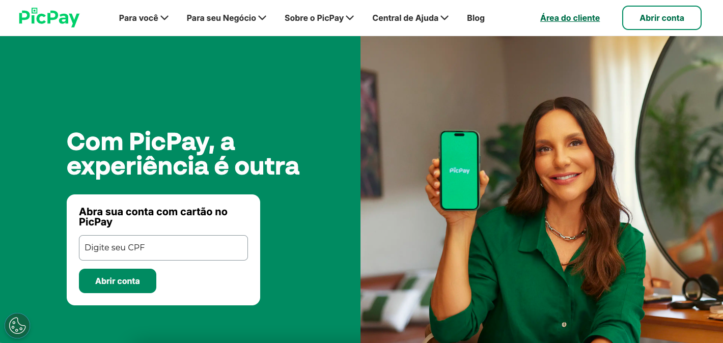 Crie uma conta PicPay no site oficial ou no aplicativo móvel