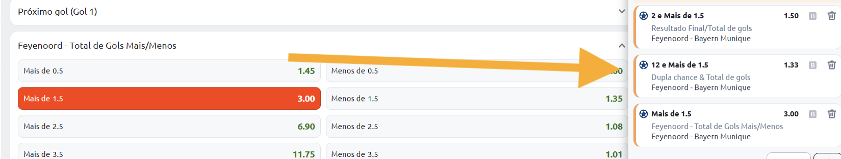 Tipos de apostas em mais de 1,5 gols