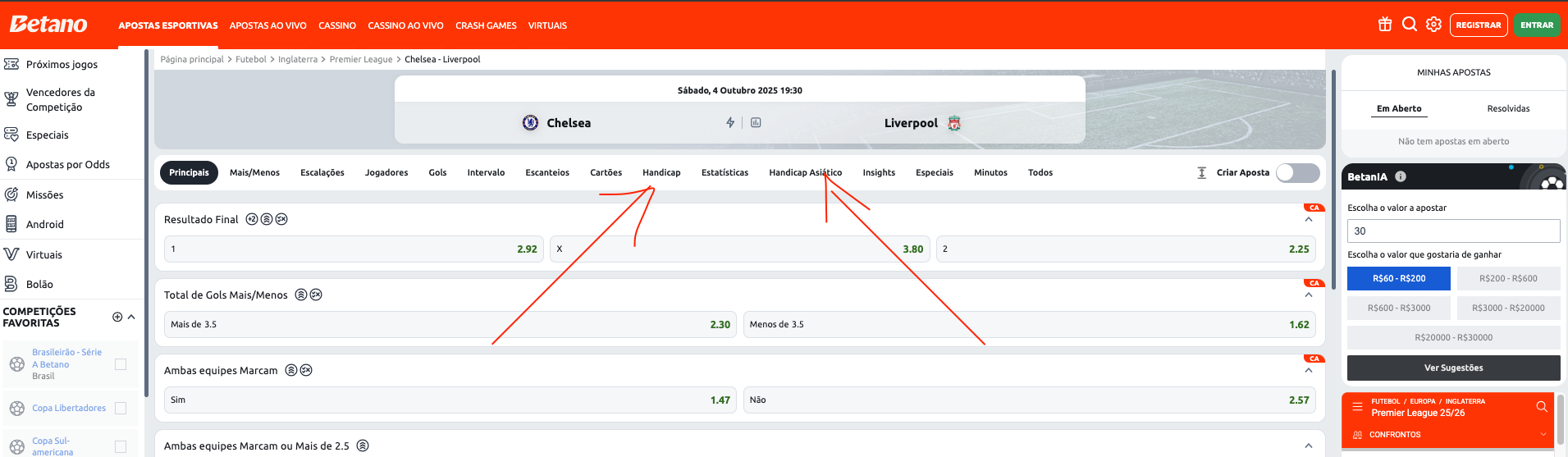Handicap nas apostas