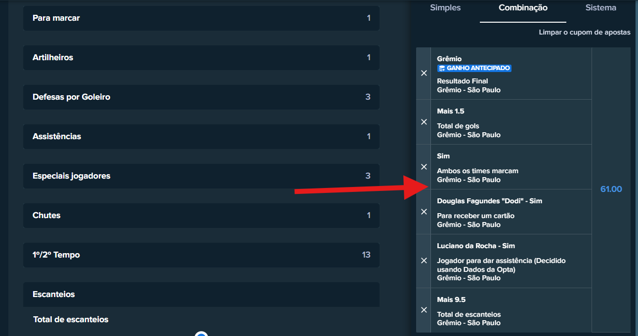 Betbuilder no Stake Apostas