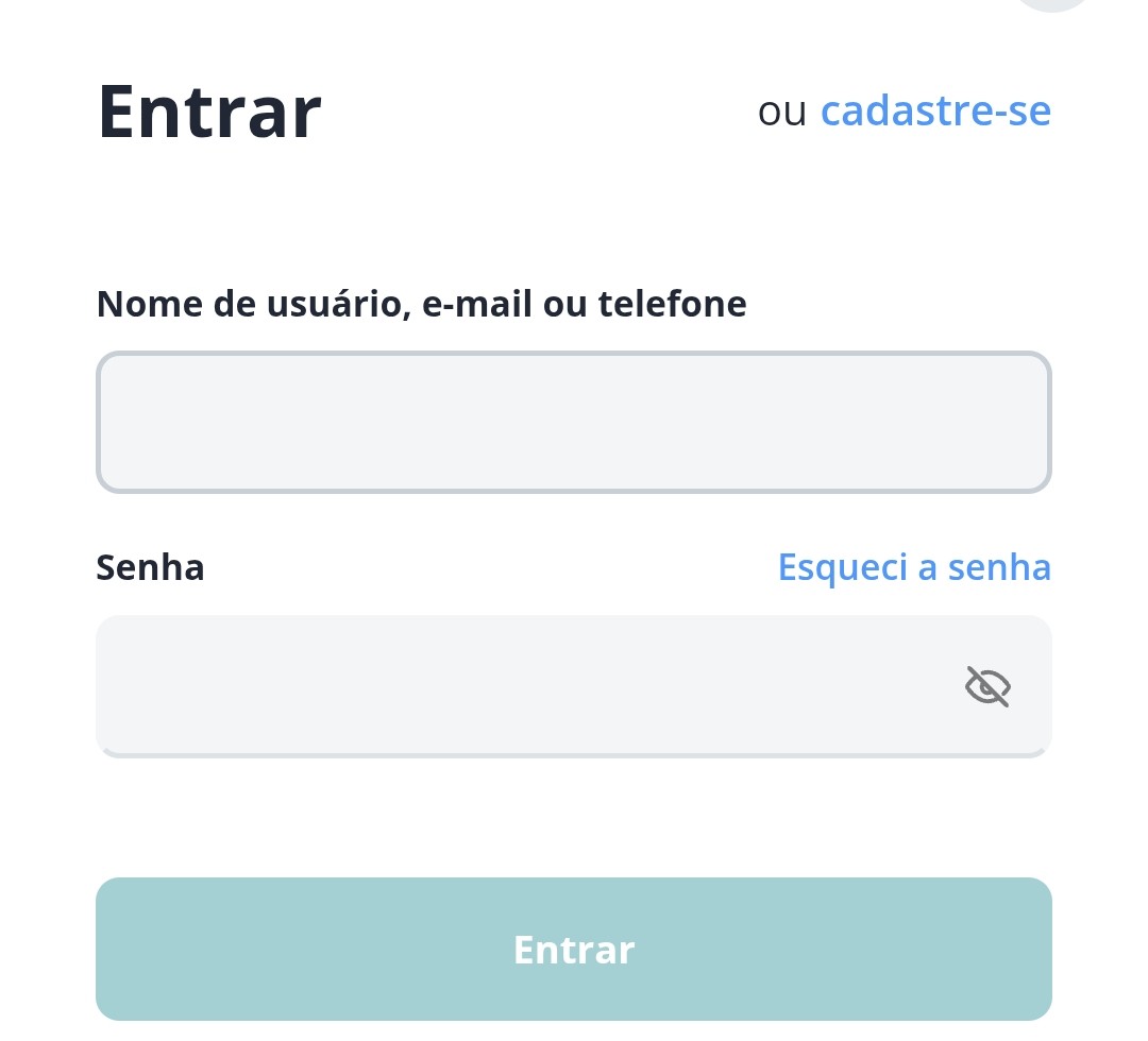 Login no aplicativo Novibet