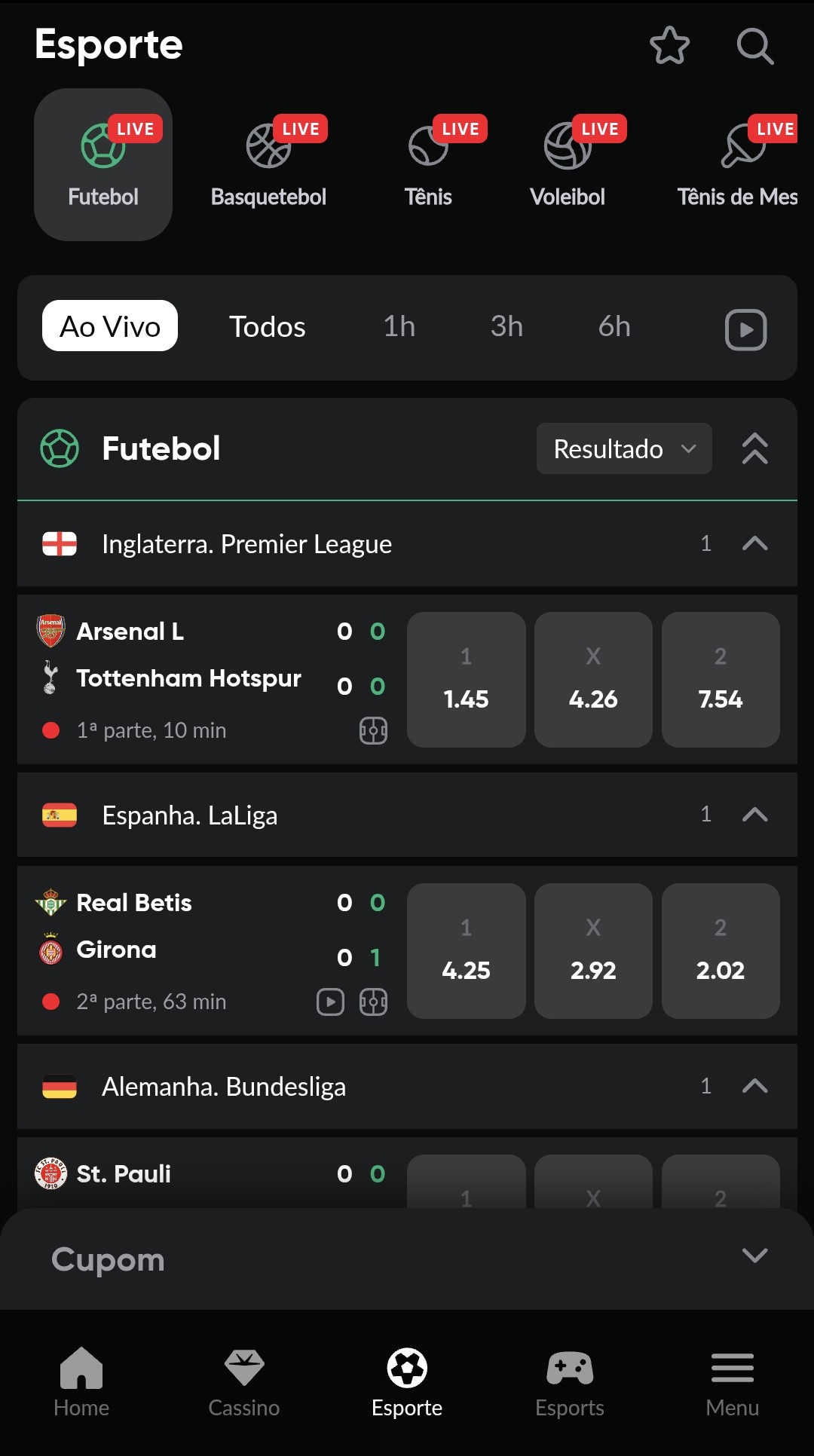 Betboom apostas ao vivo