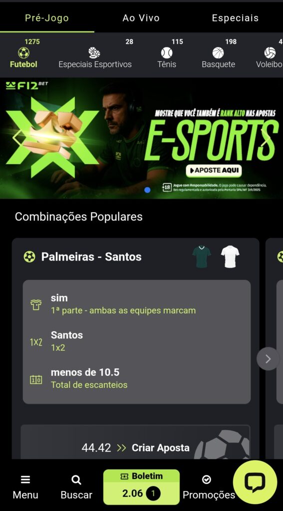 F12 Bet em dispositivos moveis