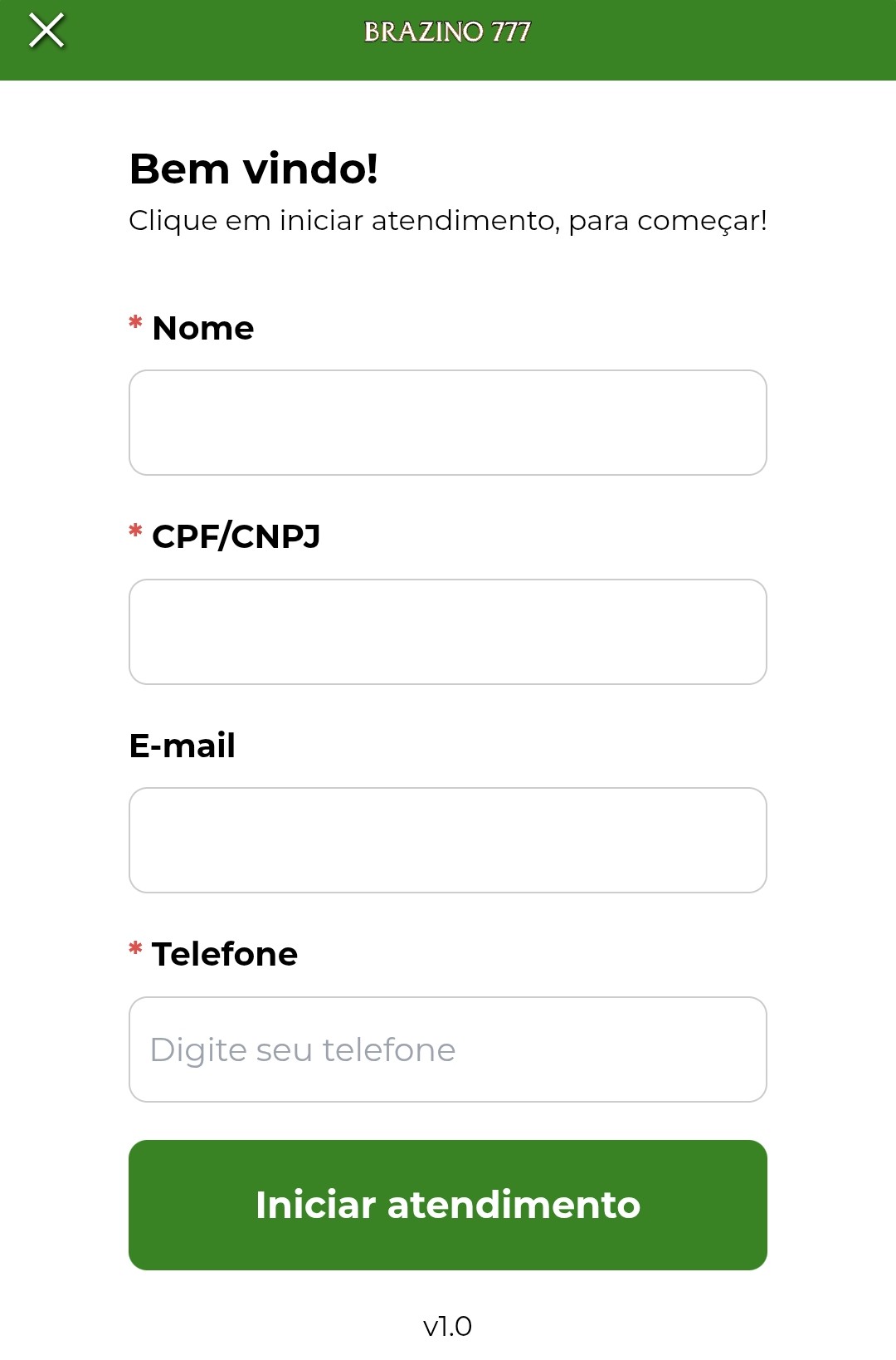 Atendimento ao cliente Brazino777