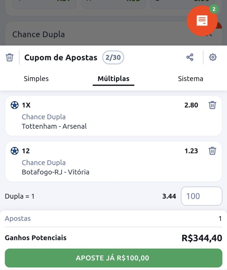 Como funciona a chance dupla na betano