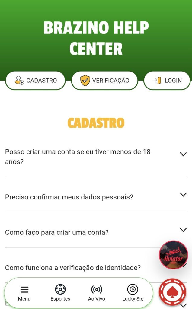 Perguntas frequentes Brazino777 Contato