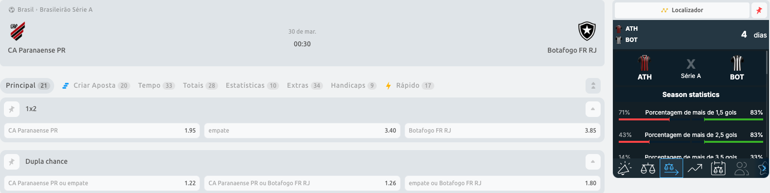 Estatisticas no RealsBet
