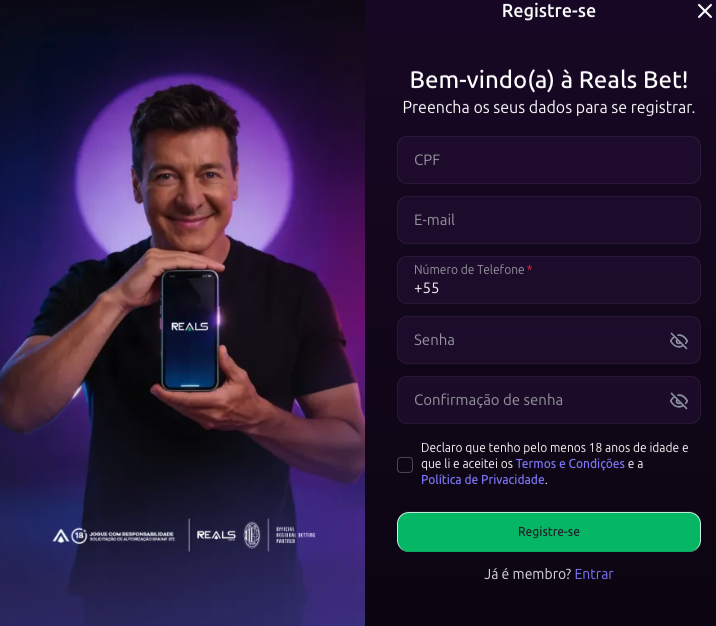 Cadastro no Reals Bet