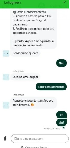 Chat ao vivo no lotogreen bet