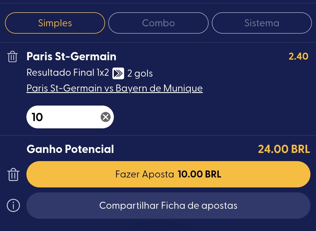 Primeira aposta na Bet Da Sorte Brasil