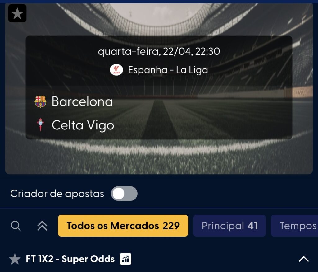 Analise da oferta de mercados Bet da Sorte